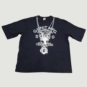 Vintage G-Unit Heavyweight T-Shirt 2XL Black Silver Chain Raised Logo 50 Cent